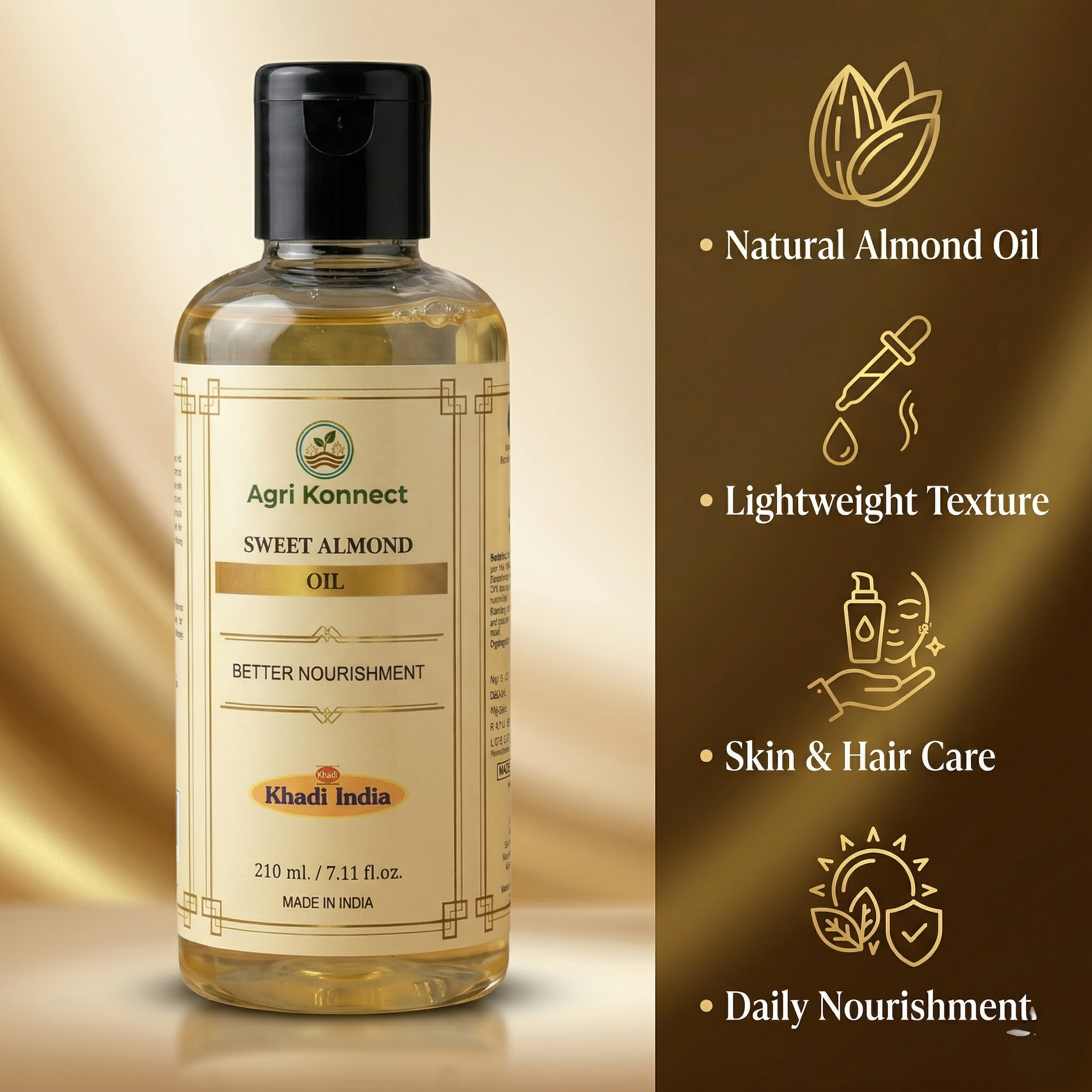 Sweet Almond Hair Oil | Nourishing & Strengthening | 210ml (Pack of 3) - Image 4