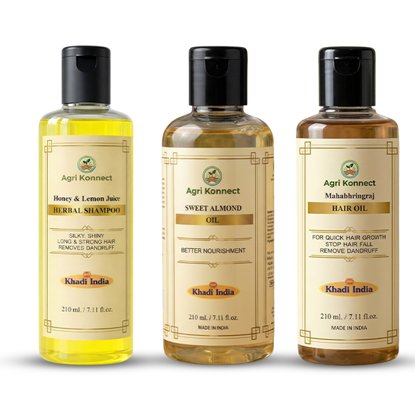 Honey Shampoo + Mahabhringraj & Almond Oil Combo (210ml Each)